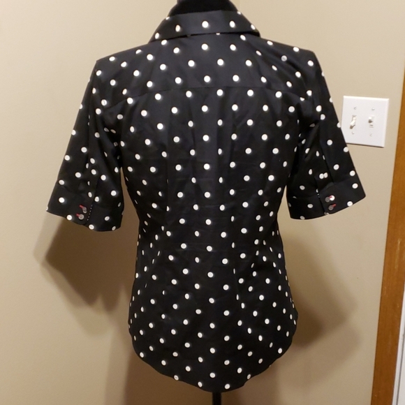 Talbots black white polka dotted short sleeve - Picture 5 of 6